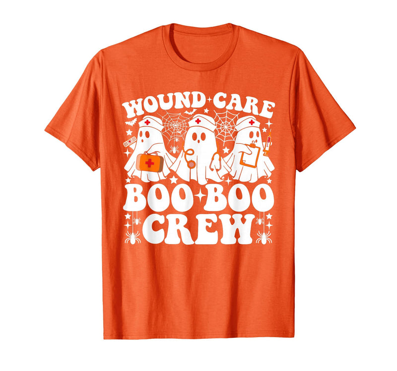 Wound Care Nurse Boo Boo Crew Halloween Wound Care Boo Boo Crew Nurse Funny Ghost Halloween Nurse T-Shirt - Orange