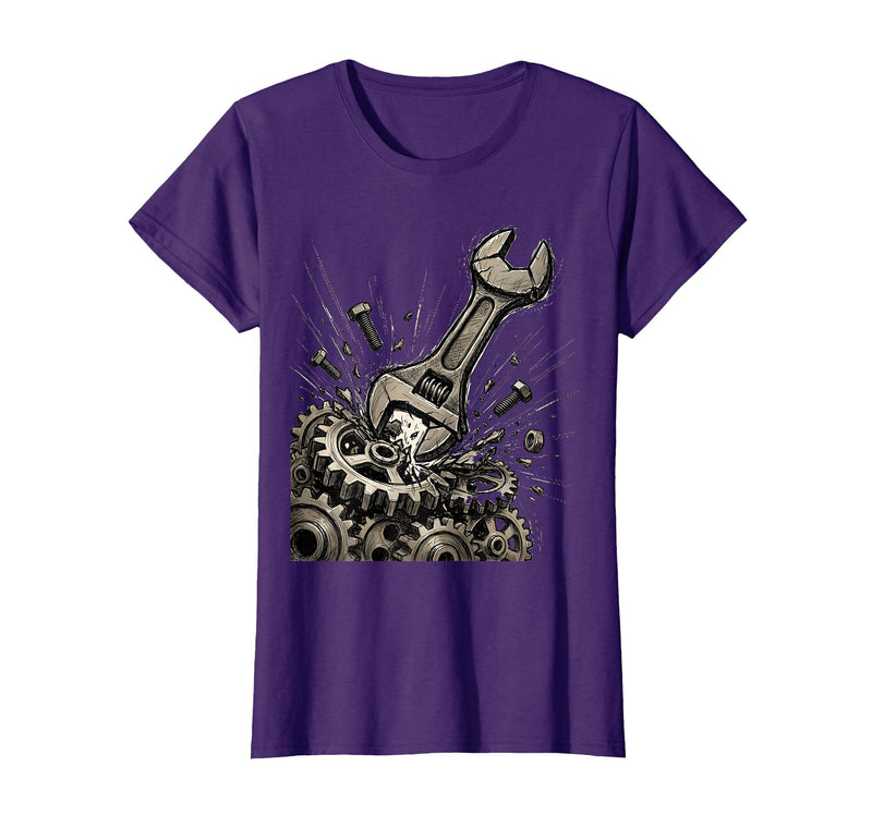 Mademark Monkey Wrench In The Gears Graphic Design T-Shirt - Women - Purple