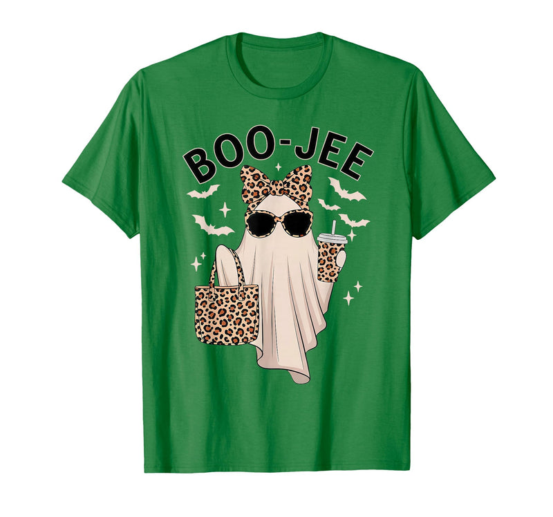 Halloween Boo-Jee Leopard Ghost Coquette Bow Coquette Leopard Ghost Coffee Boo-JEE Halloween Boujee Ghost T-Shirt - Kelly