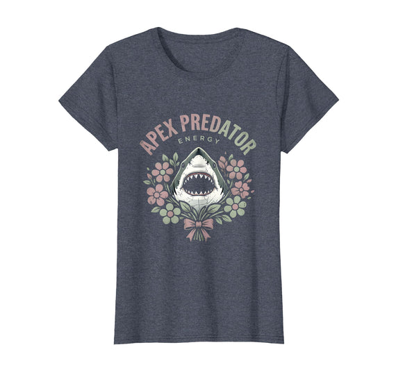 Mademark Womens Apex Predator Energy Shark Design T-Shirt - Heather Blue