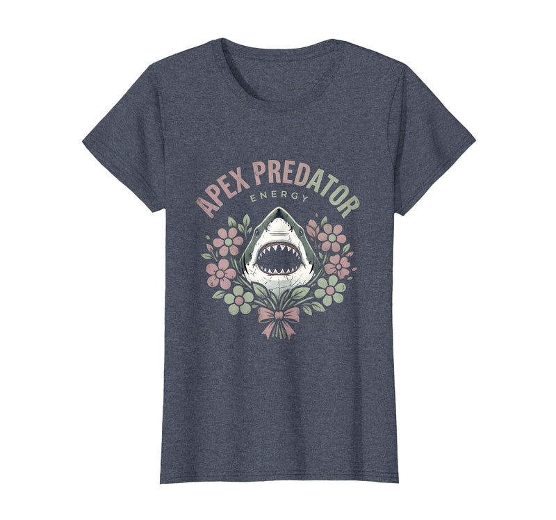 Mademark Womens Apex Predator Energy Shark Design T-Shirt - Heather Blue