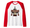 Mademark Dorsal Fin Rising Shark Men Graphic Design Raglan Baseball Tee - Red/White