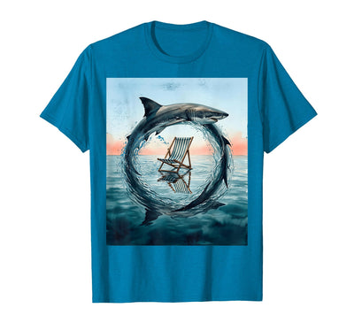 Shark Fin Circling Deck Chair Cruise Design T-Shirt
