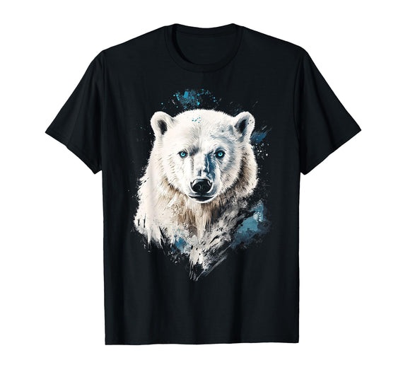 @n!mal Polar Bear Animal Motif Blue Eyes Illustration Polar Bear T-Shirt - As Pictured