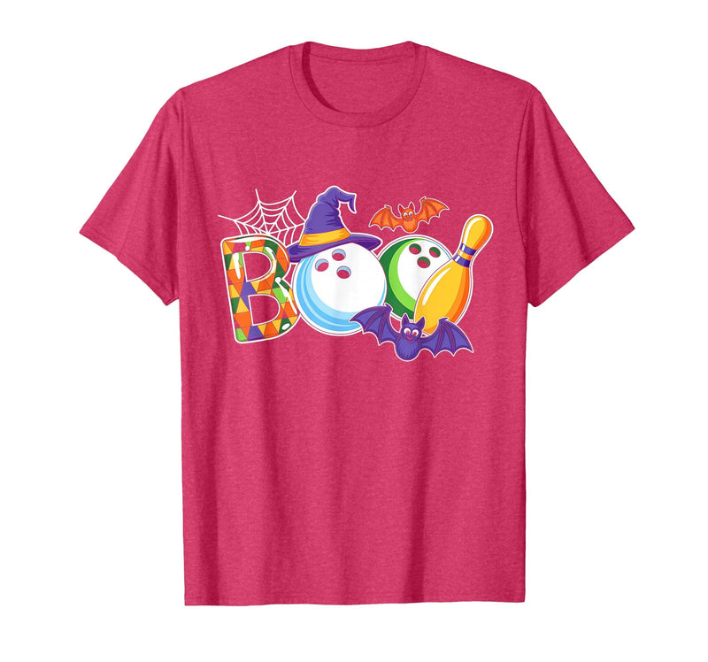 Bowling Boo Creepy Halloween Costume Pumpkin Bowling Lover T-Shirt - Red Heather