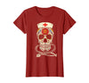 Halloween Nurse Shirts For Women Scrub Costumes Nurse Sugar Skull Stethoscope RN Medical Halloween Costume T-Shirt -