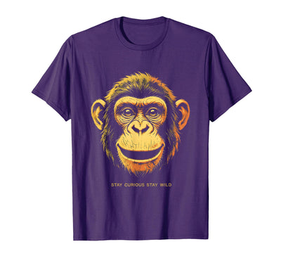 Stay Curious Stay Wild Monkey Graphic Design T-Shirt - Men