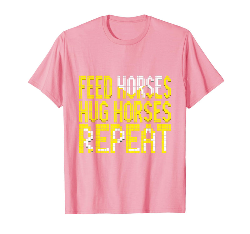 Mademark Feed Horses Hug Horses Repeat Riding Design T-Shirt - Men - Pink