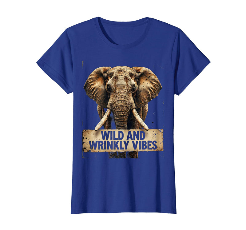 Mademark Wild and Wrinkly Vibes Elephant Graphic Design T-Shirt - Women - Royal Blue