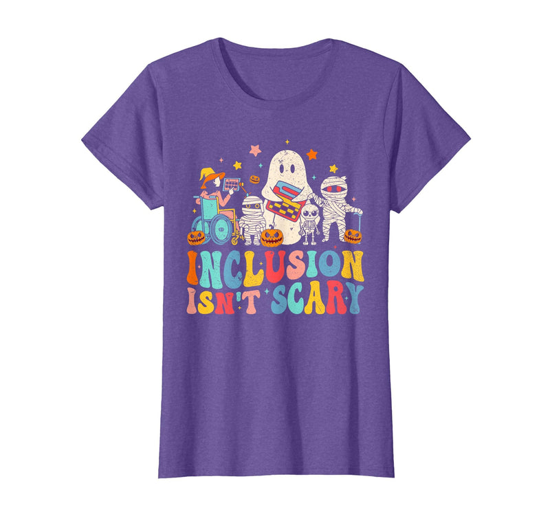 Inclusion Matters Tees Halloween Sped Teacher Kids Inclusion Isn't Scary Ghost Mummy Halloween SLP Sped Teacher T-Shirt -