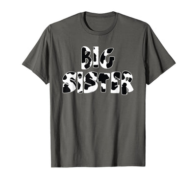 Family Members and More Big Sister Cow Print Cow Pattern T-Shirt