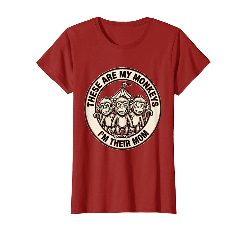 Mademark These Are My Monkeys I'm Their Mom Circus Design T-Shirt - Women - Cranberry Red