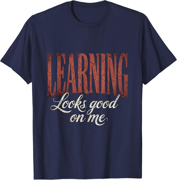 Learning Looks Good On Me 2nd Grade Design T-Shirt - Navy Blue