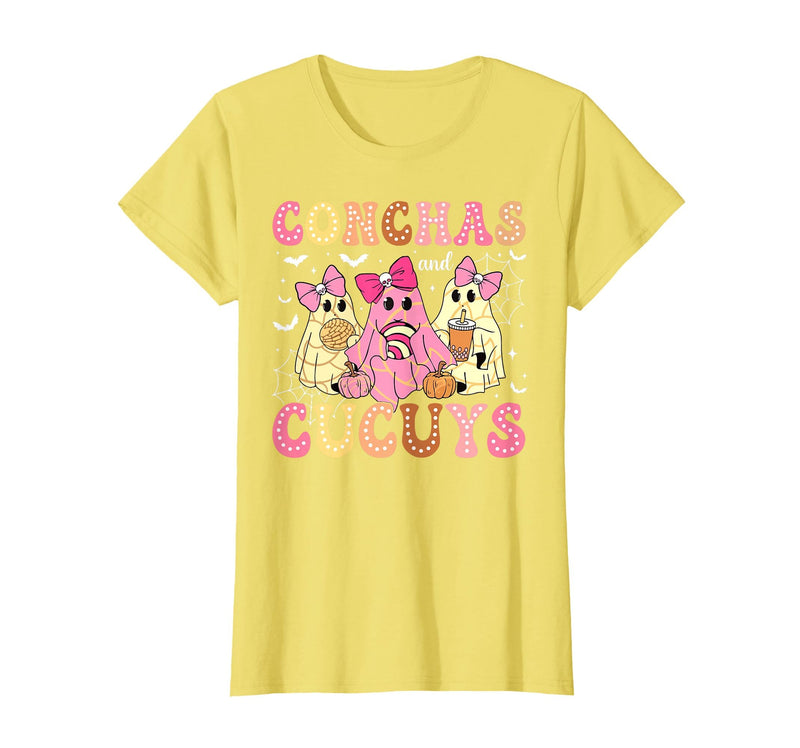 Funny Conchas and Cucuys Mexican Tees Halloween Cute Conchas and Cucuys Ghost Funny Halloween Mexican Ghost T-Shirt - Lemon