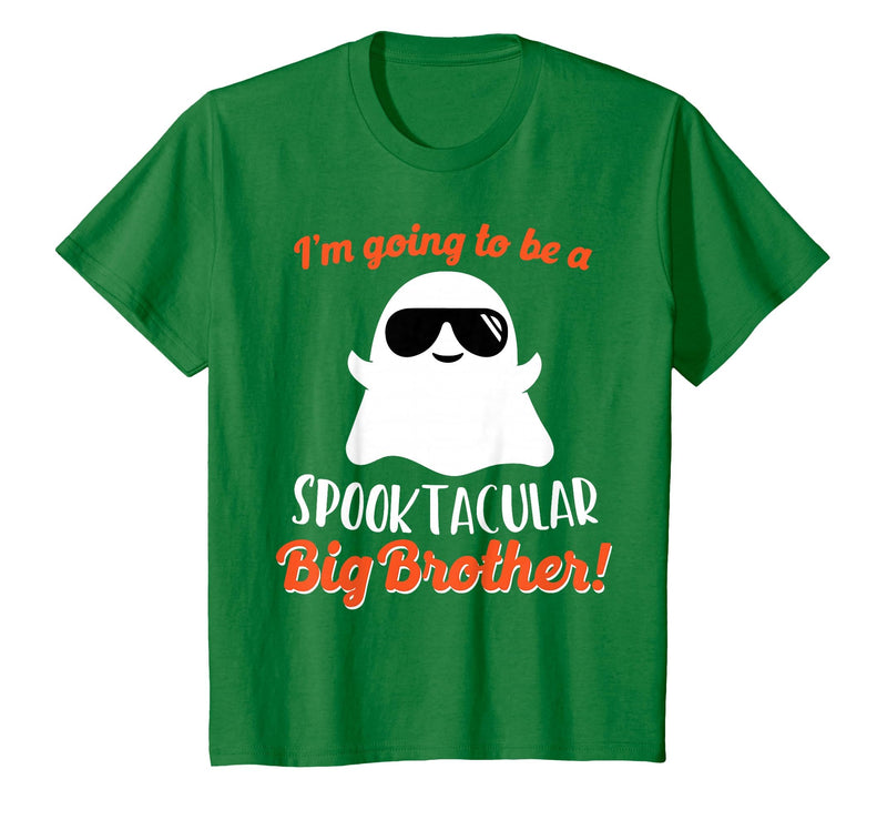 Halloween Pregnancy Announcements by HotW Big Brother Pregnancy Announcement Ghost Funny Boy Halloween T-Shirt - Kelly Green