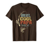 Cool Papa Fathers Day Fishing Gifts Funny Fisherman Vintage Reel Cool Papa T-Shirt - Brown