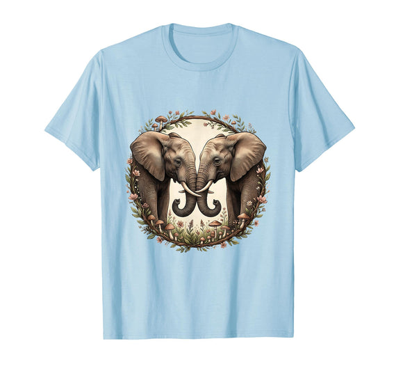 Mademark Mama Elephant and Calf Touching Trunks Gift T-Shirt - Men - Baby Blue