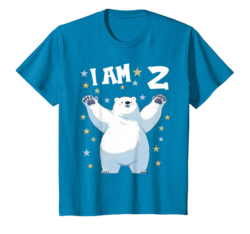 2 years old 2nd birthday Polar Bear Kids 2 Years Old 2 Birthday Polar Bears Boy Girl Polar Bear T-Shirt - Sapphire Blue
