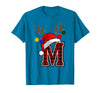 Christmas Buffalo Plaid Alphabet Tees Letter M Name Initial Buffalo Plaid Alphabet Monogram T-Shirt - Sapphire Blue