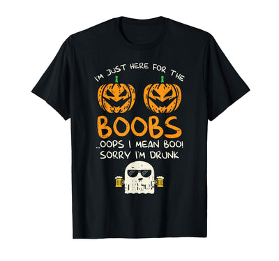 BoredKoalas Funny Halloween Costume Shirts 2021 Im Just Here for The Boobs Boos Drunk Ghost Beer Halloween T-Shirt
