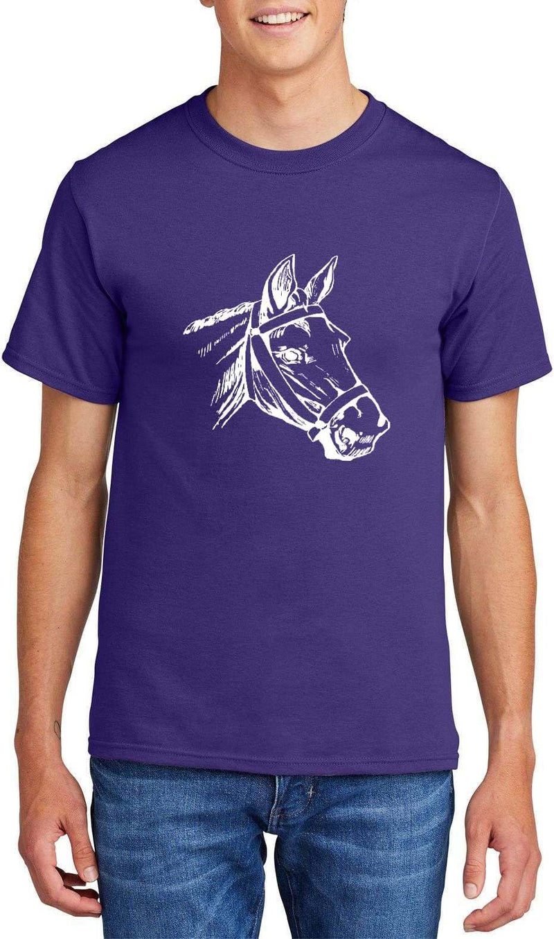 Comical Shirt Horse Graphic Top for Equestrian and Animal Lovers Cotton Tee Adult Youth Tall Men Women - Purple