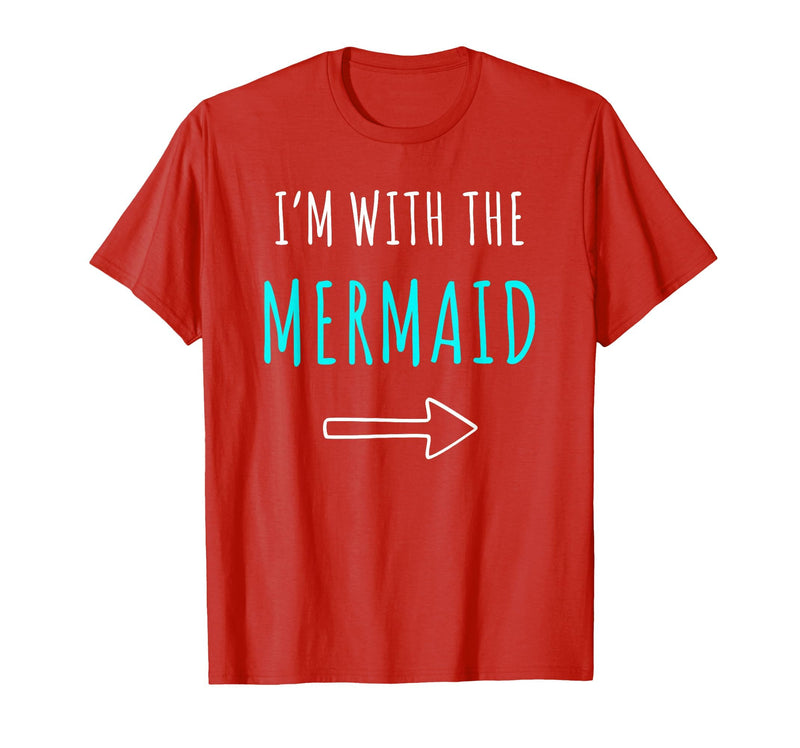 Mermaid Shirt Funny Easy Halloween Shirt Funny Mermaid Halloween Parents or Couples Costume T-Shirt - Red
