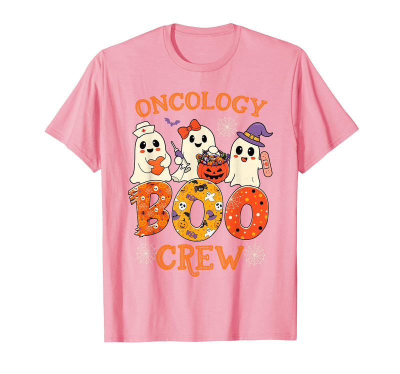 Oncology Boo Crew Funny Ghost Halloween Spooky Costume Nurse T-Shirt - Pink