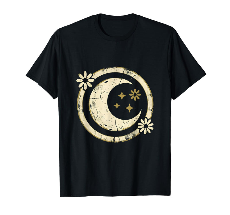 Mademark Floral Horns Halloween Braided Witch Illustration T-Shirt - Black