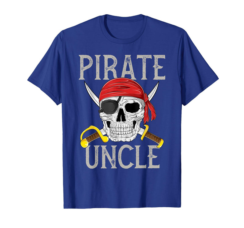 Pirate Family Apparel Pirate Uncle Jolly Roger Flag Skull Family Pirates T-Shirt - Royal Blue