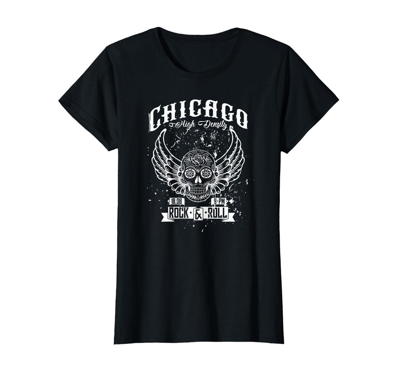 Camelot71 Chicago Classic Retro Vintage Illinois Windy Rock'n'Roll T-Shirt - Black