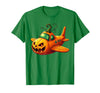 Funny Halloween Airplane Costume for Kid Boy Funny Airplane Pumpkin Pilot Lovers Halloween Mens Boys Kids T-Shirt - Kelly