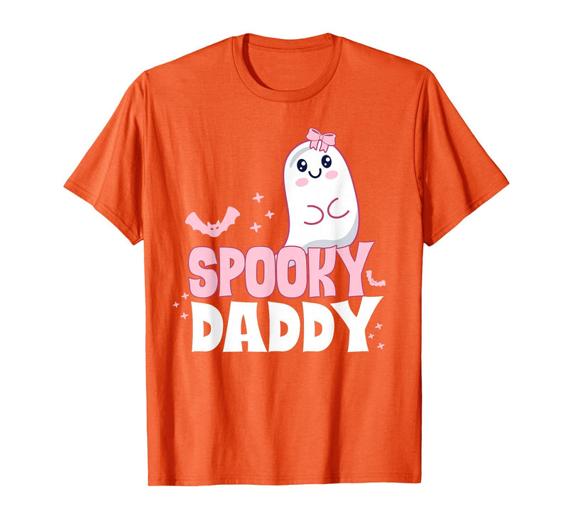Spooky Family Cute Pink White Ghost Boo Halloween Spooky Daddy Family Cute Pink White Ghost Boo Halloween T-Shirt - Orange
