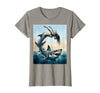 Mademark Woman Into Shark Mid-Dive Graphic Tee T-Shirt - Slate Grey