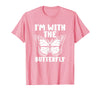 Im With Butterfly Halloween Costume Party Gift I'm with Butterfly Halloween Costume Matching Couples Party T-Shirt - Pink