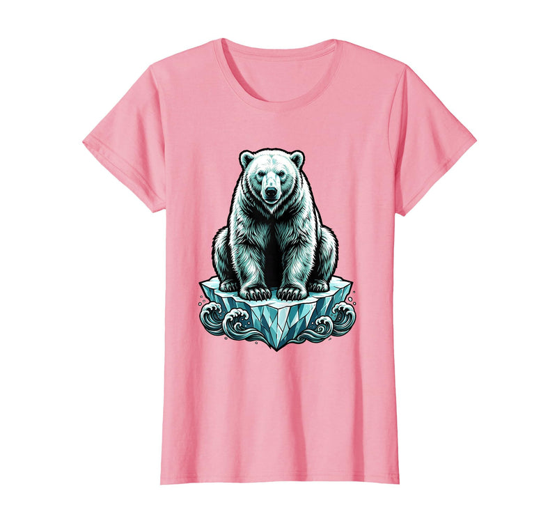 Mademark Polar Bear Lone Ice Floe Arctic Drift Illustration T-Shirt - Pink