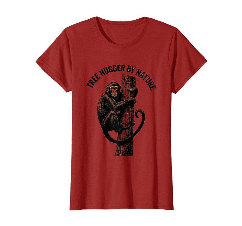 Mademark Tree Hugger By Nature Monkey Design T-Shirt - Women - Cranberry Red