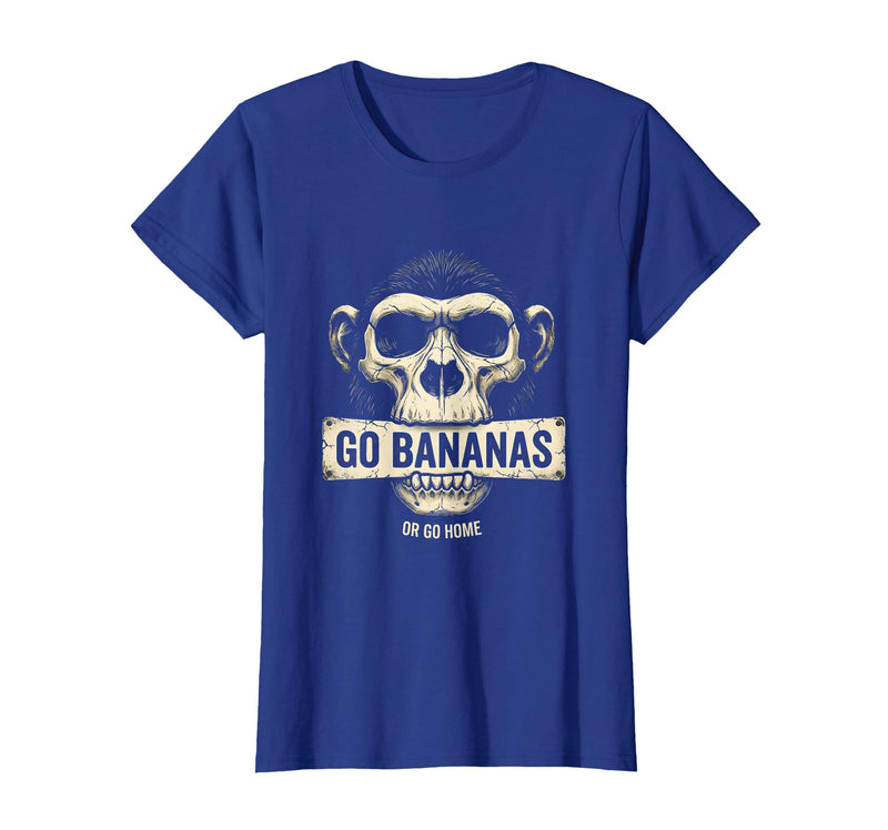 Mademark Go Bananas or Go Home Funny Monkey Design T-Shirt - Women - Royal Blue