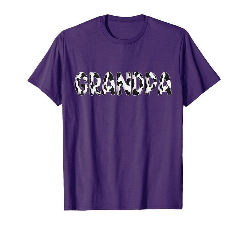 Cow Pattern Print Family Matching Birthday Shirts Cow Grandpa Birthday Family Matching Fathers Day Boy Girl T-Shirt - Purple