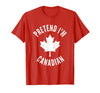 Pretend I'm Canadian Funny Vintage Canada Flag Pretend I'm Canadian Canada Day Canadian Halloween Costume T-Shirt - Red