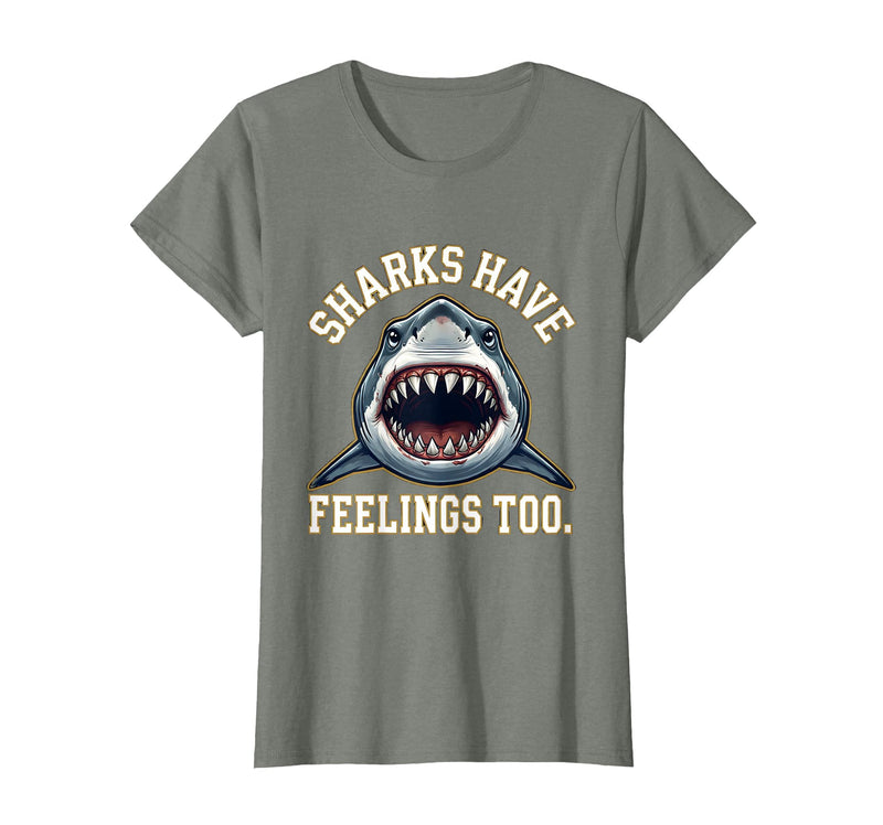 Mademark Sharks Have Feelings Too Funny Ocean Design T-Shirt - Olive Heather