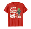 Halloween Tshirt Frankenstein Monster Costume Men Just Trying to Keep It Together Shirt Halloween Frankenstein T-Shirt - Red
