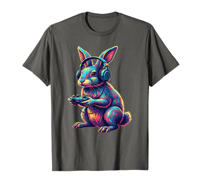 Neon Rabbit Gamer with Controller T-Shirt