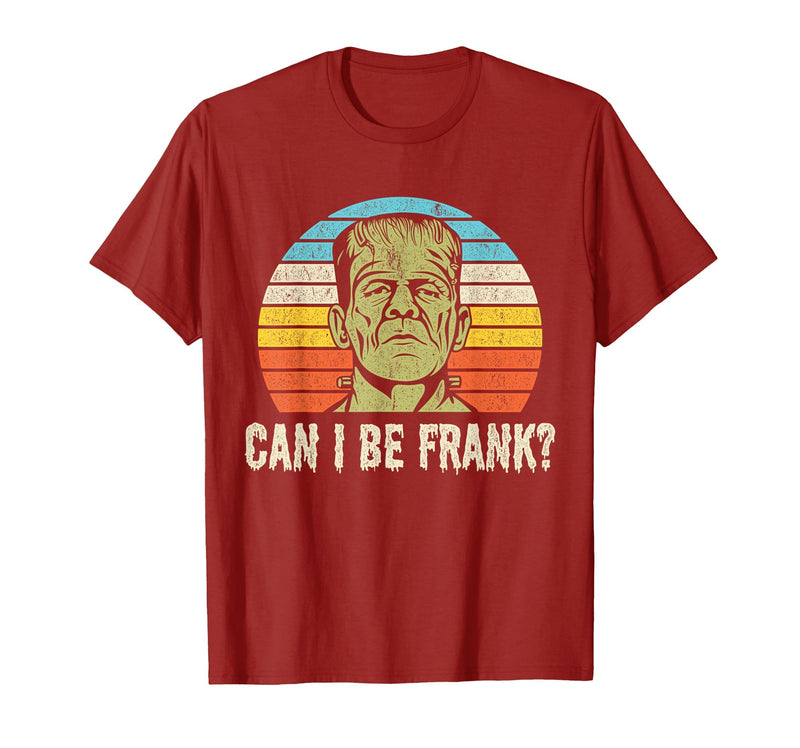 Can I Bee Frank Halloween Halloween Tee Can I be Frank? Funny Horror Frankenstein Tee T-Shirt - Cranberry Red