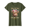 Christian Western Highland Cow Lovers Tees Follow The Word Not The Herd Christian Western Highland Cow T-Shirt - Olive Green