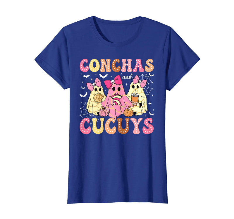Funny Conchas and Cucuys Mexican Tees Halloween Cute Conchas and Cucuys Ghost Funny Halloween Mexican Ghost T-Shirt - Royal