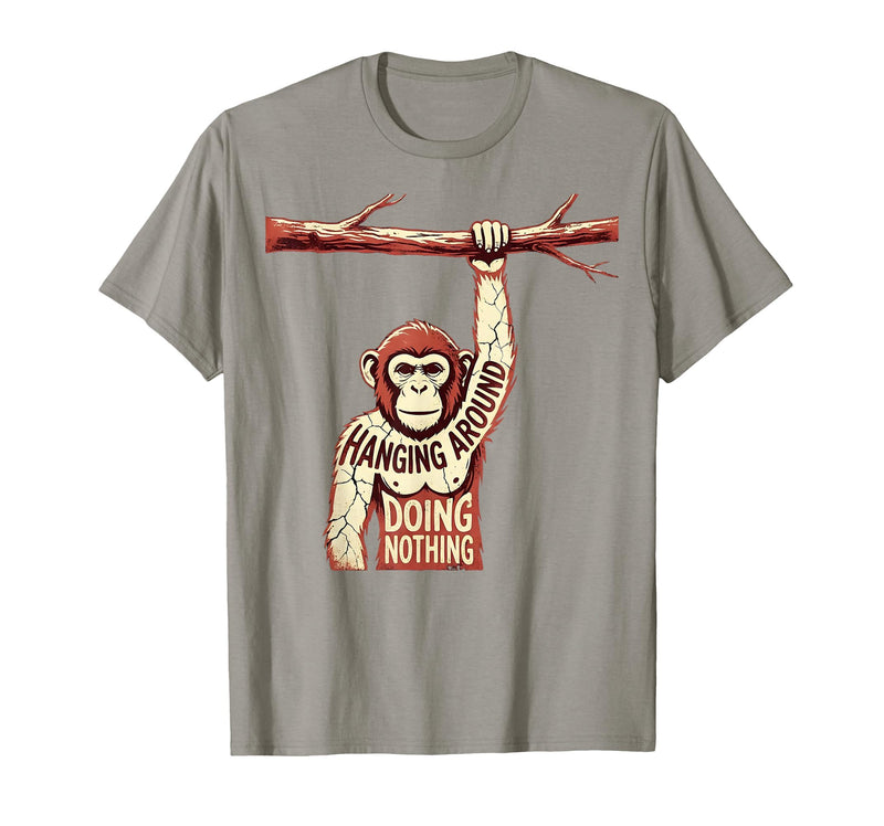 Mademark Hanging Around Doing Nothing Funny Monkey Design T-Shirt - Men - Slate Grey