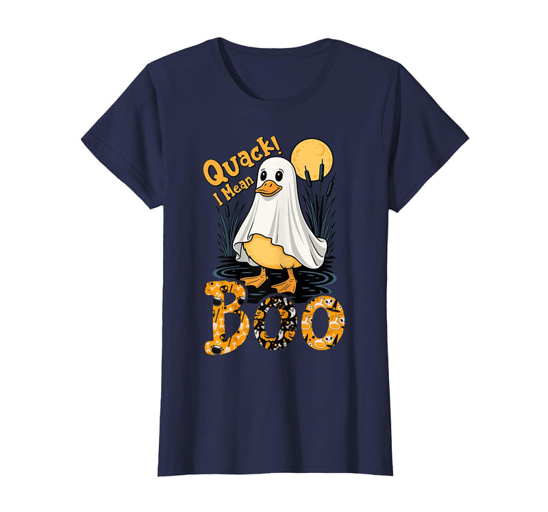 Duck Halloween Gifts Co. Quack I Mean Boo Duck Trick or Treat Spooky Halloween Party T-Shirt - Navy Blue