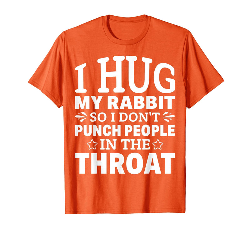 I Hug My Rabbit I Easter Bunny Design Lionhead Rabbit T-Shirt in Orange