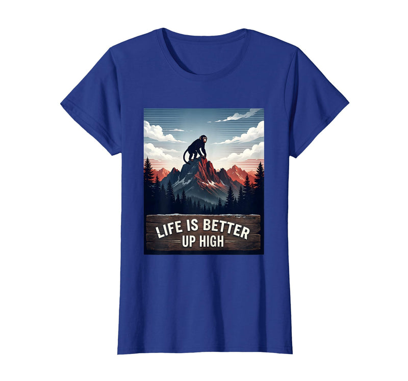 Mademark Life Is Better Up High Monkey Design T-Shirt - Women - Royal Blue