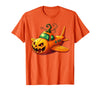 Funny Halloween Airplane Costume for Kid Boy Funny Airplane Pumpkin Pilot Lovers Halloween Mens Boys Kids T-Shirt - Orange